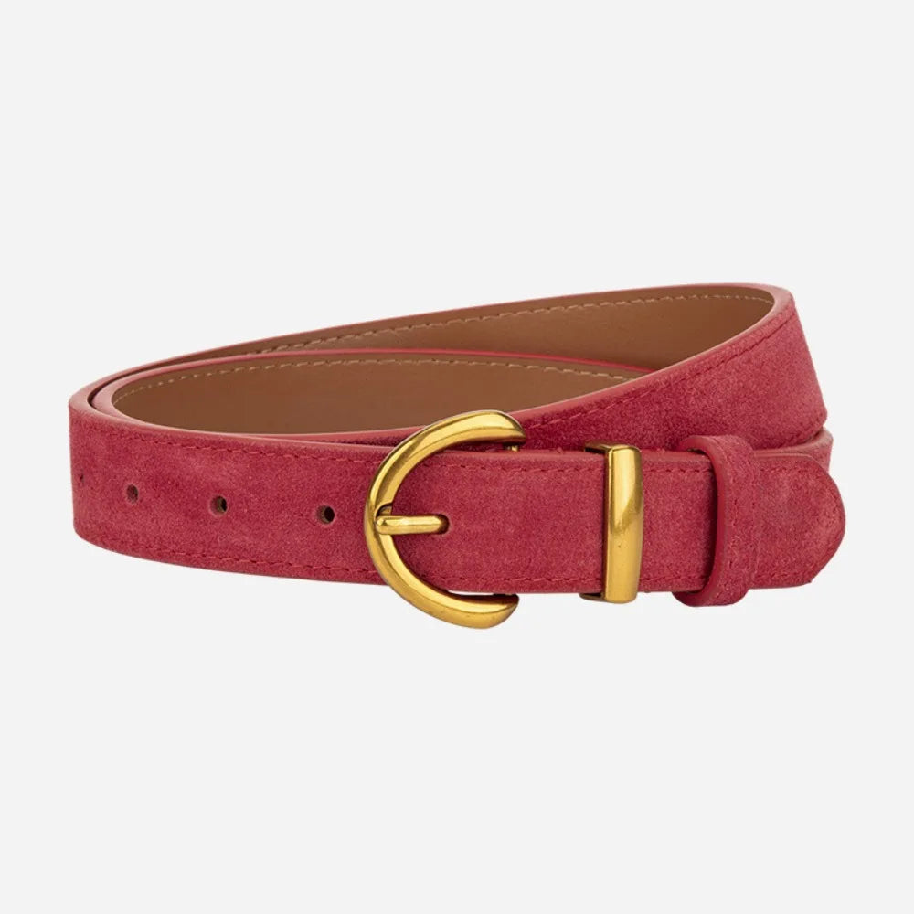 Fashion High Quality Women Luxury Design Suede Leather Belt Trendy Versatile Business Waist Strap Casual Pin Buckle Waistband