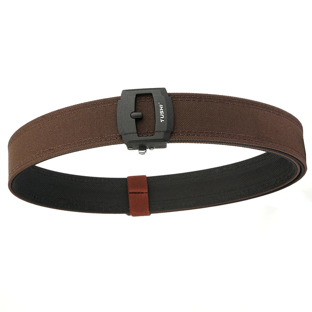 TUSHI New Stiff Casual Belt for Men Metal Alloy Automatic Buckle Military Tactical Belt Sturdy Nylon Overalls Work Belt Girdle