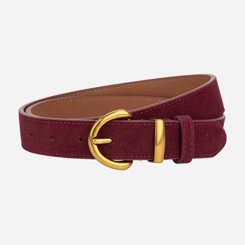 Fashion High Quality Women Luxury Design Suede Leather Belt Trendy Versatile Business Waist Strap Casual Pin Buckle Waistband