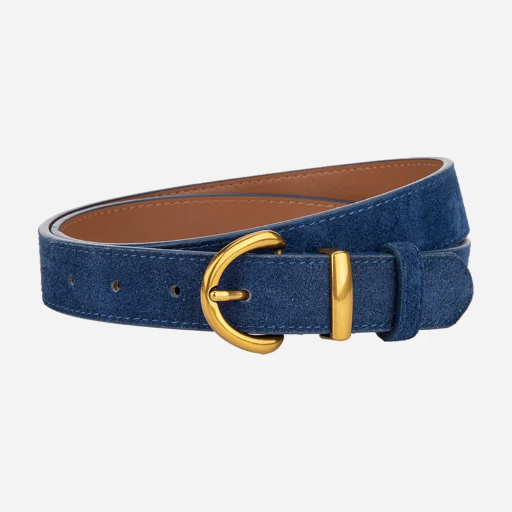 Fashion High Quality Women Luxury Design Suede Leather Belt Trendy Versatile Business Waist Strap Casual Pin Buckle Waistband