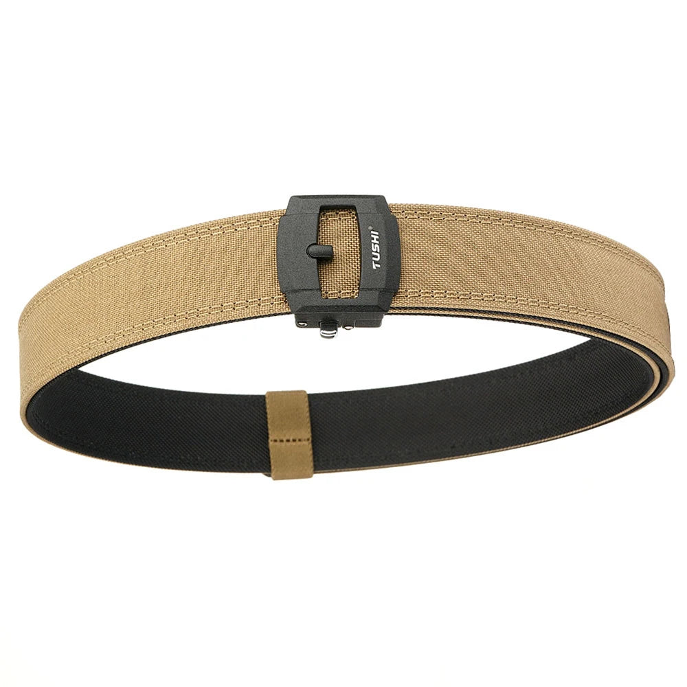 TUSHI New Stiff Casual Belt for Men Metal Alloy Automatic Buckle Military Tactical Belt Sturdy Nylon Overalls Work Belt Girdle