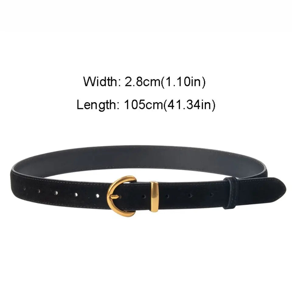 Fashion High Quality Women Luxury Design Suede Leather Belt Trendy Versatile Business Waist Strap Casual Pin Buckle Waistband