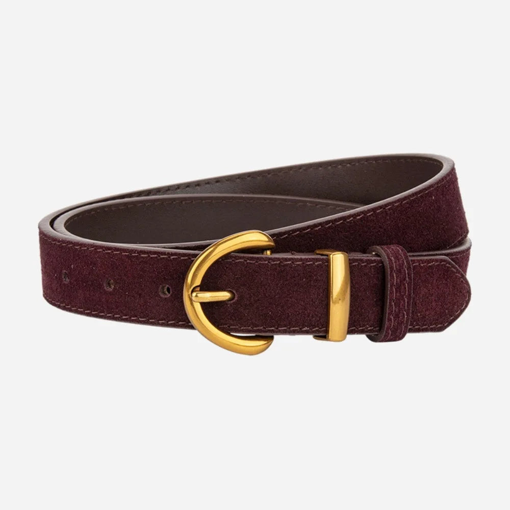 Fashion High Quality Women Luxury Design Suede Leather Belt Trendy Versatile Business Waist Strap Casual Pin Buckle Waistband