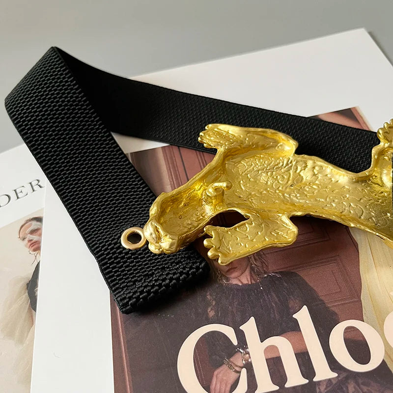Women's Runway Fashion Genuine Leather Spoted Leopard Cummerbunds Female Dress Corsets Waistband Belts Decoration Belt