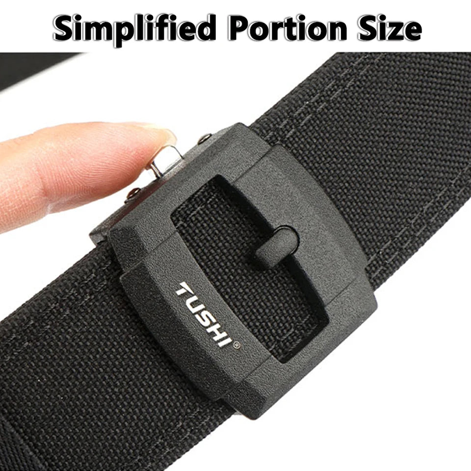 TUSHI New Stiff Casual Belt for Men Metal Alloy Automatic Buckle Military Tactical Belt Sturdy Nylon Overalls Work Belt Girdle