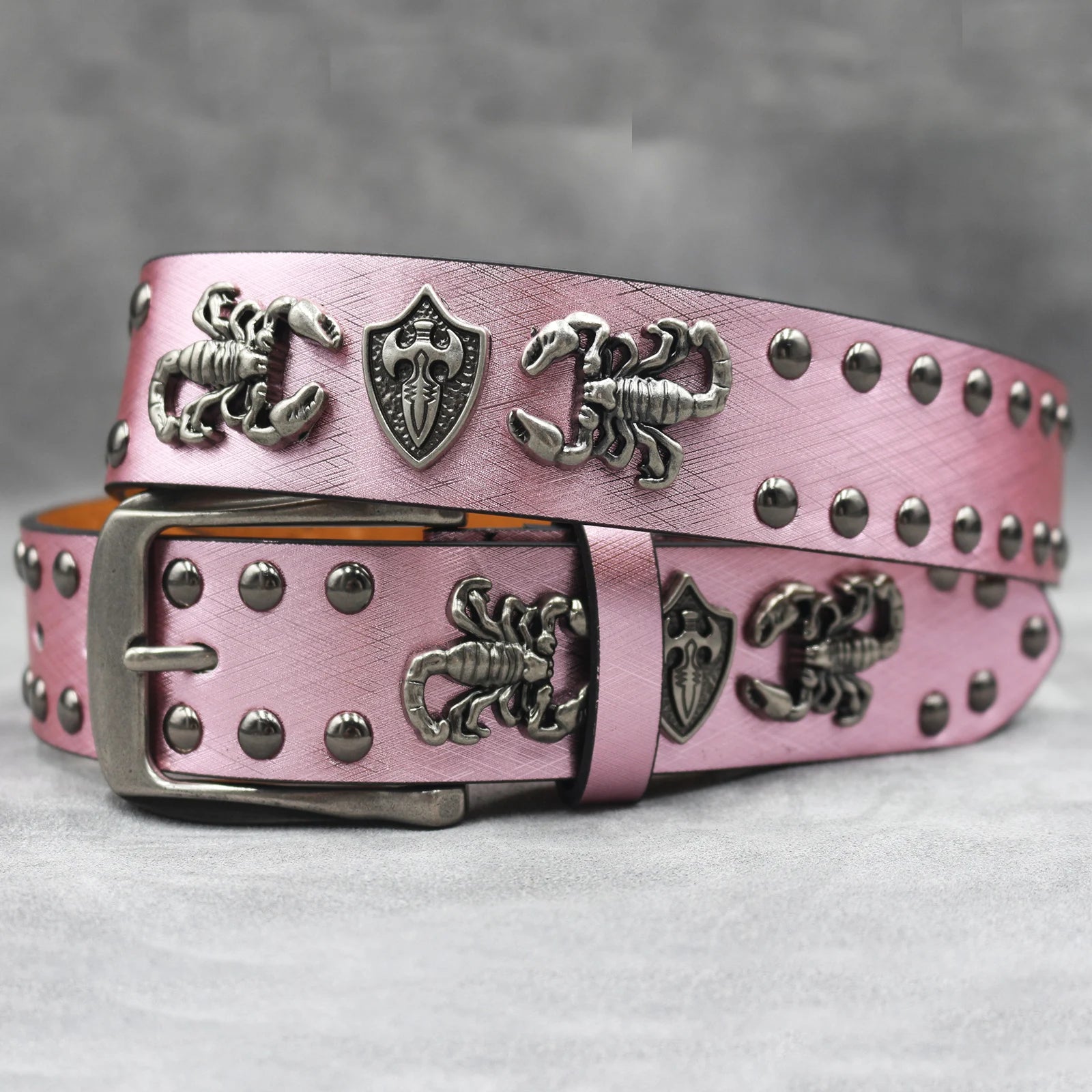 Rivet belt Scorpion pattern Western Cowboy PU Leather Belt - Men Decoration for Jeans