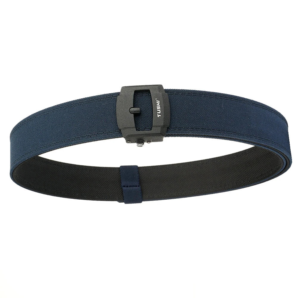 TUSHI New Stiff Casual Belt for Men Metal Alloy Automatic Buckle Military Tactical Belt Sturdy Nylon Overalls Work Belt Girdle