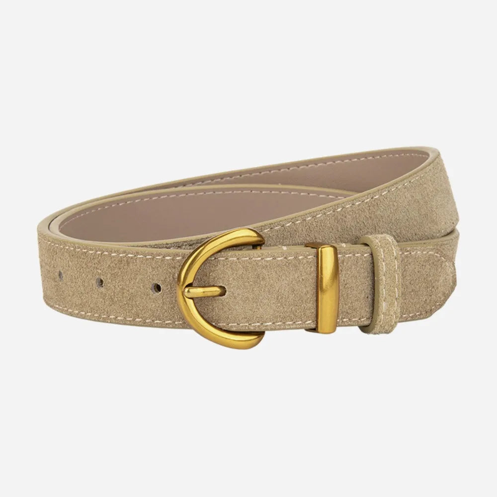 Fashion High Quality Women Luxury Design Suede Leather Belt Trendy Versatile Business Waist Strap Casual Pin Buckle Waistband