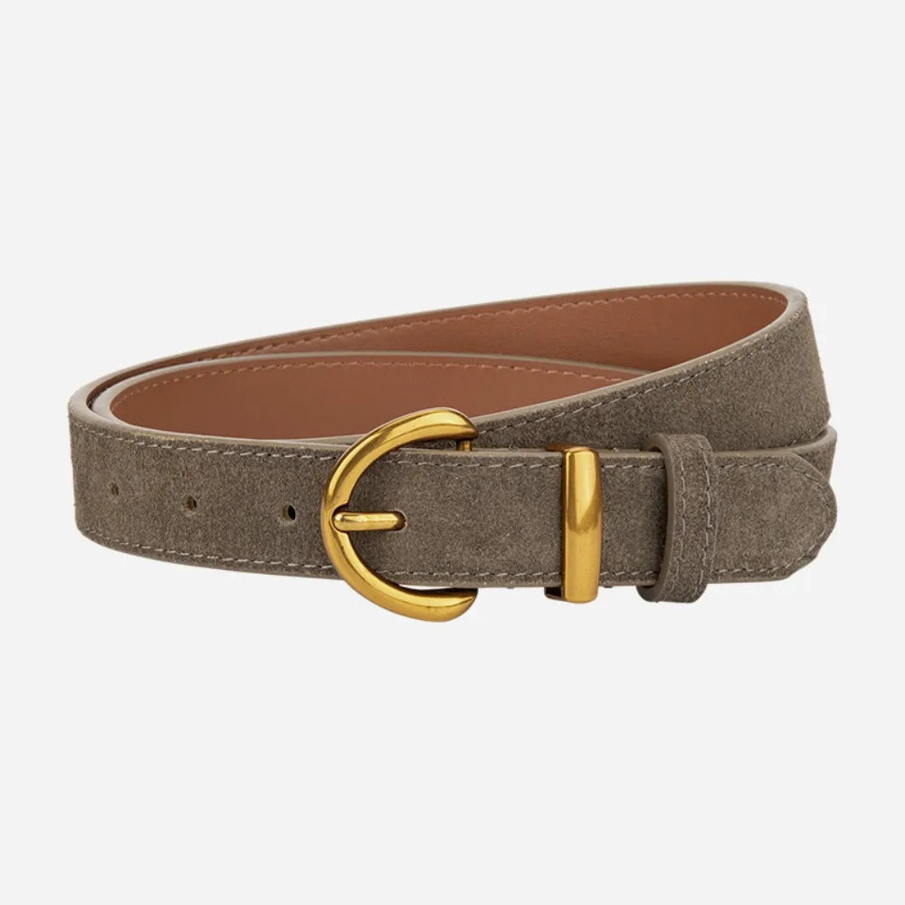 Fashion High Quality Women Luxury Design Suede Leather Belt Trendy Versatile Business Waist Strap Casual Pin Buckle Waistband