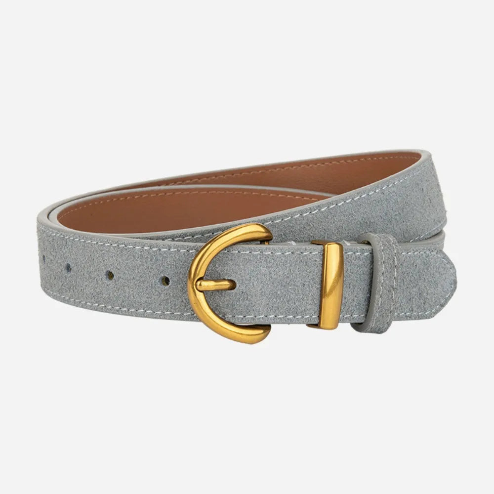 Fashion High Quality Women Luxury Design Suede Leather Belt Trendy Versatile Business Waist Strap Casual Pin Buckle Waistband