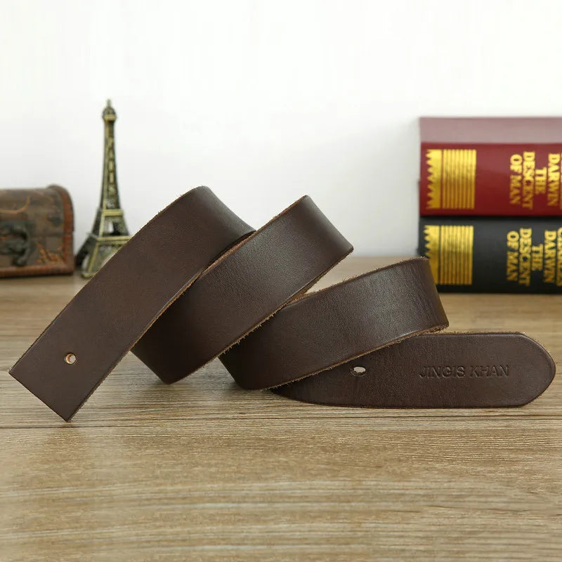Headless belt Men's genuine leather Real cowhide Handmade without lead belt Without buckle Middle-aged men's belt Casual