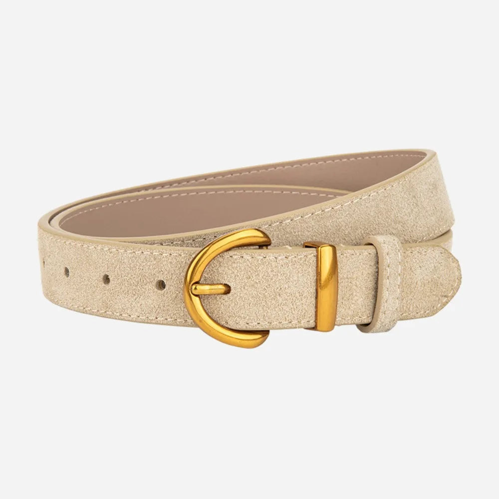 Fashion High Quality Women Luxury Design Suede Leather Belt Trendy Versatile Business Waist Strap Casual Pin Buckle Waistband