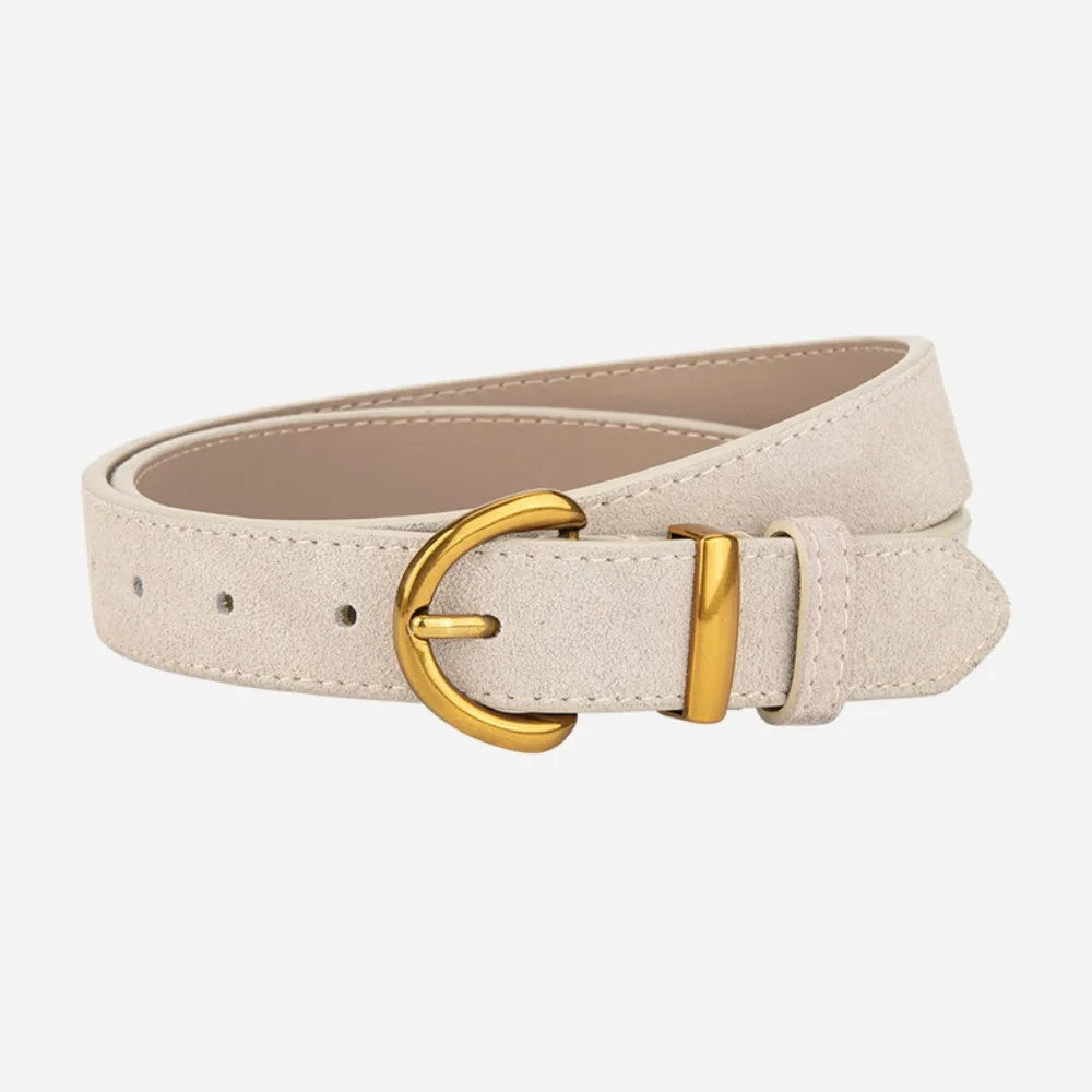 Fashion High Quality Women Luxury Design Suede Leather Belt Trendy Versatile Business Waist Strap Casual Pin Buckle Waistband
