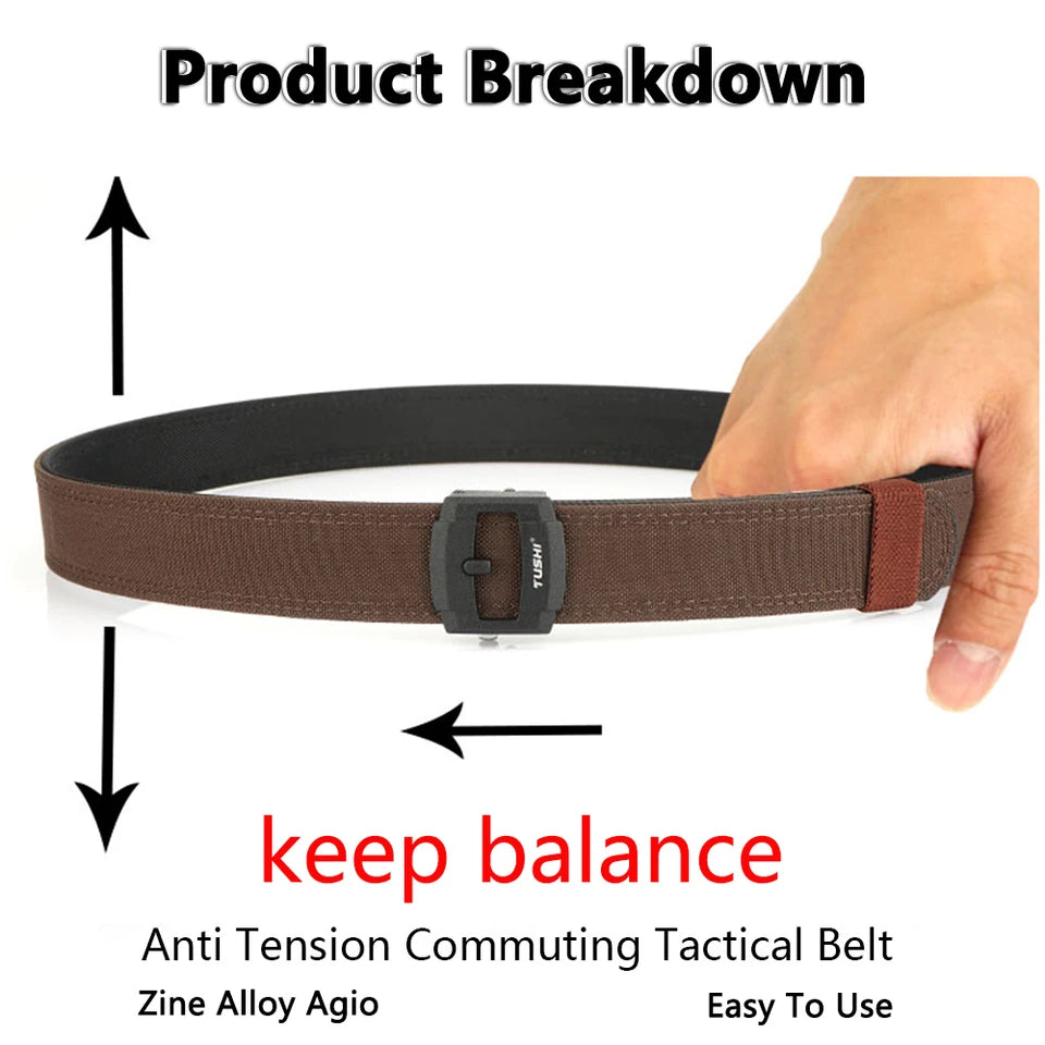 TUSHI New Stiff Casual Belt for Men Metal Alloy Automatic Buckle Military Tactical Belt Sturdy Nylon Overalls Work Belt Girdle