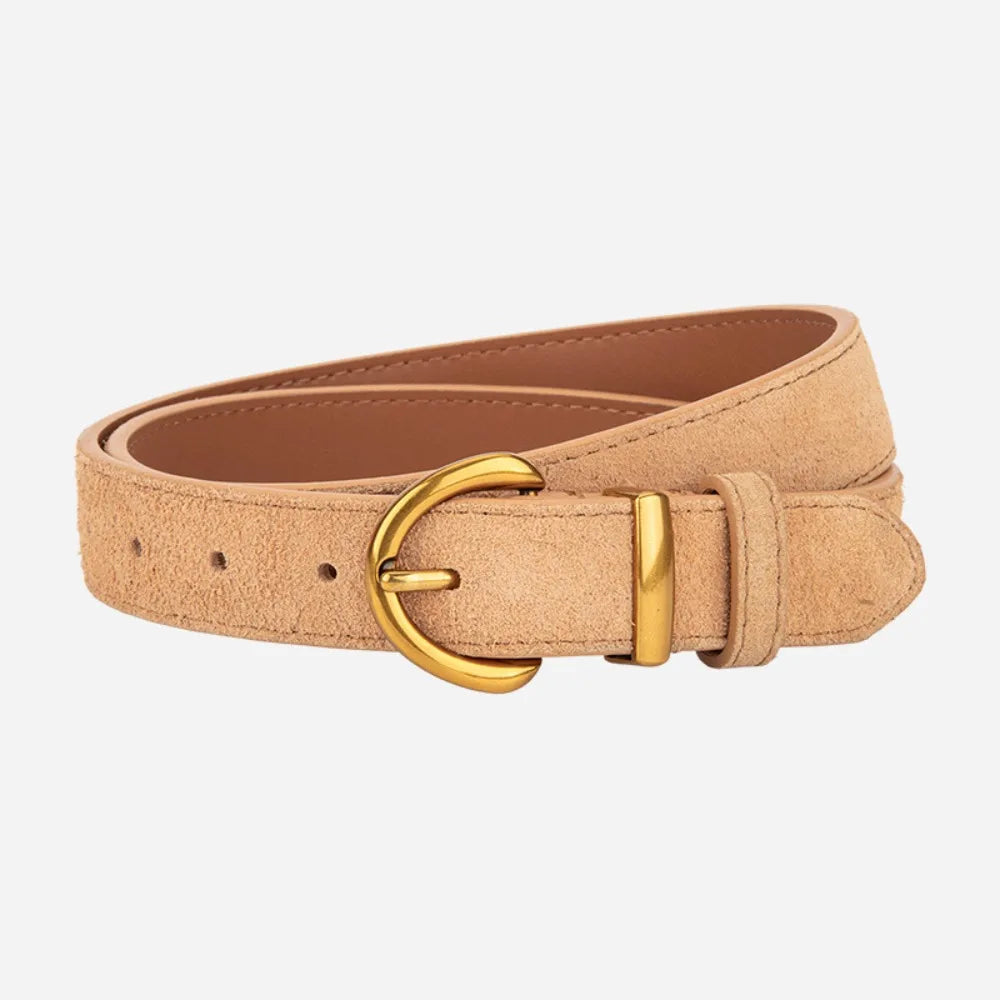 Fashion High Quality Women Luxury Design Suede Leather Belt Trendy Versatile Business Waist Strap Casual Pin Buckle Waistband