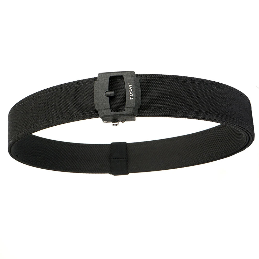 TUSHI New Stiff Casual Belt for Men Metal Alloy Automatic Buckle Military Tactical Belt Sturdy Nylon Overalls Work Belt Girdle