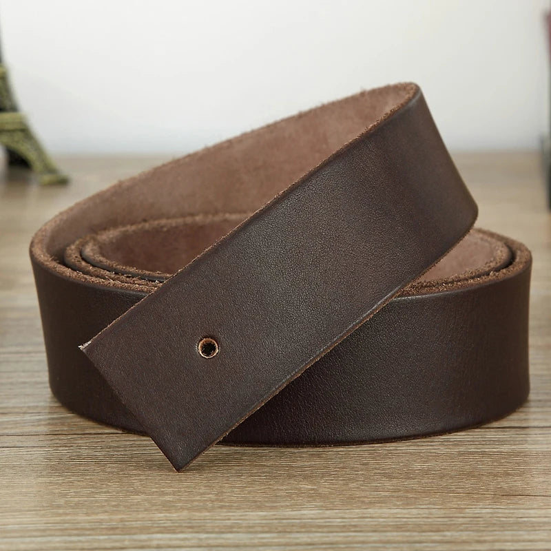 Headless belt Men's genuine leather Real cowhide Handmade without lead belt Without buckle Middle-aged men's belt Casual