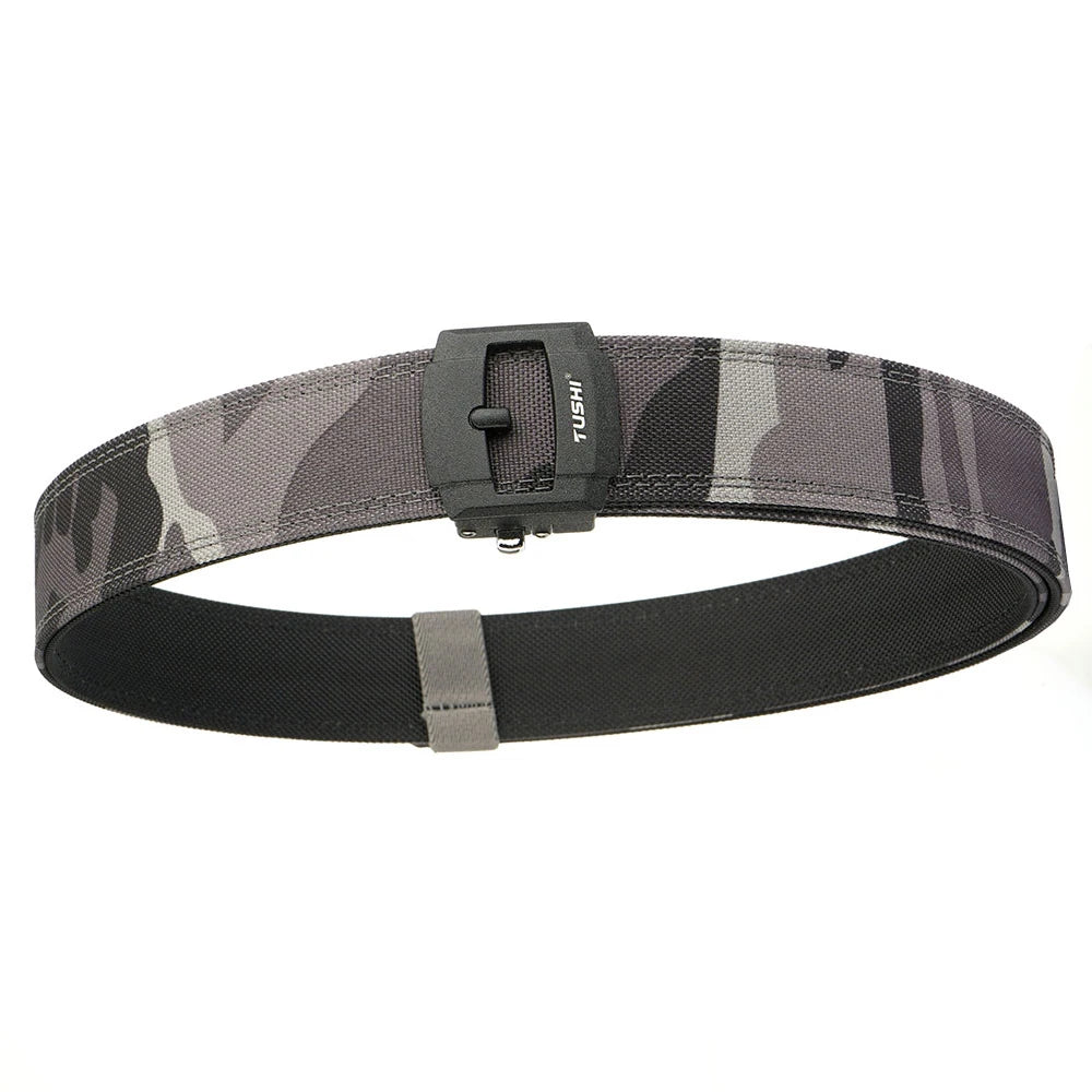 TUSHI New Stiff Casual Belt for Men Metal Alloy Automatic Buckle Military Tactical Belt Sturdy Nylon Overalls Work Belt Girdle