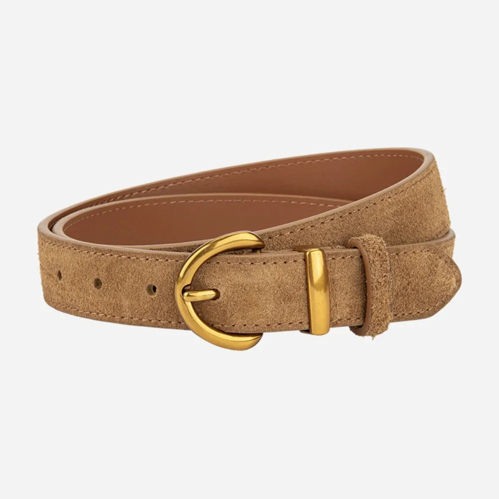 Fashion High Quality Women Luxury Design Suede Leather Belt Trendy Versatile Business Waist Strap Casual Pin Buckle Waistband