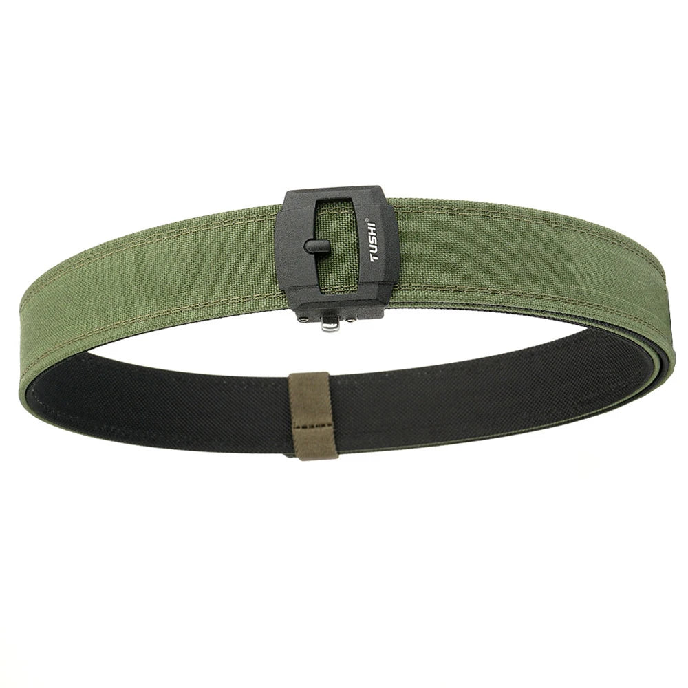 TUSHI New Stiff Casual Belt for Men Metal Alloy Automatic Buckle Military Tactical Belt Sturdy Nylon Overalls Work Belt Girdle