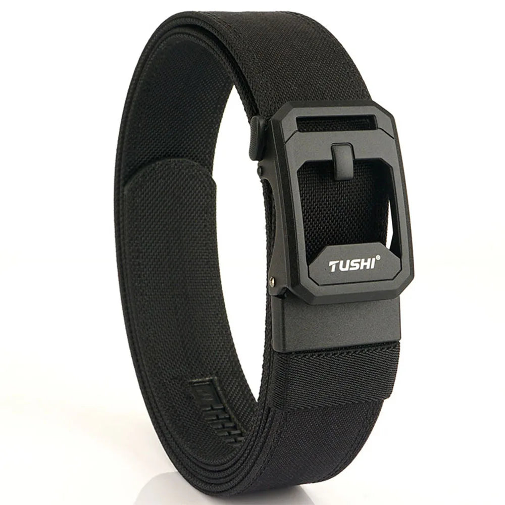 TUSHI Hard Tactical Belt for Men Sturdy Nylon Metal Automatic Buckle Police Duty Military Belt Outdoor Girdle IPSC Accessories